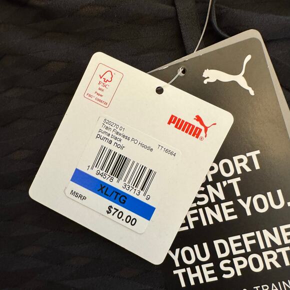 PUMA Black Train Flawless Mesh Pullover Hoodie Sweatshirt XL NWT - Picture 7 of 16